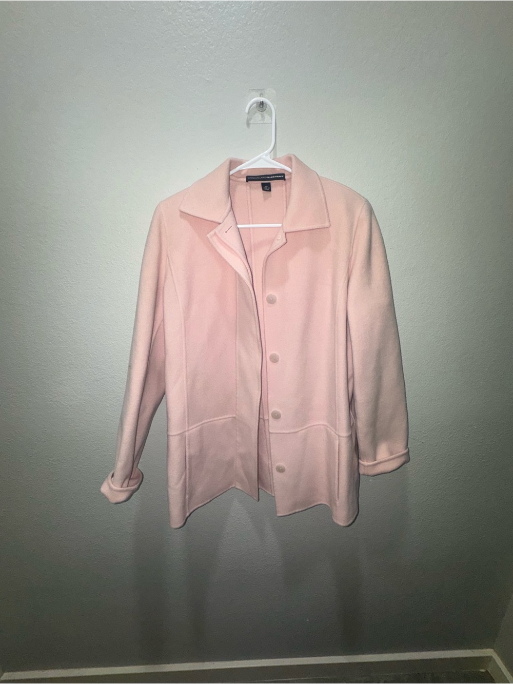 Ellen Tracy Soft Light Pink Button-Up Pea Coat